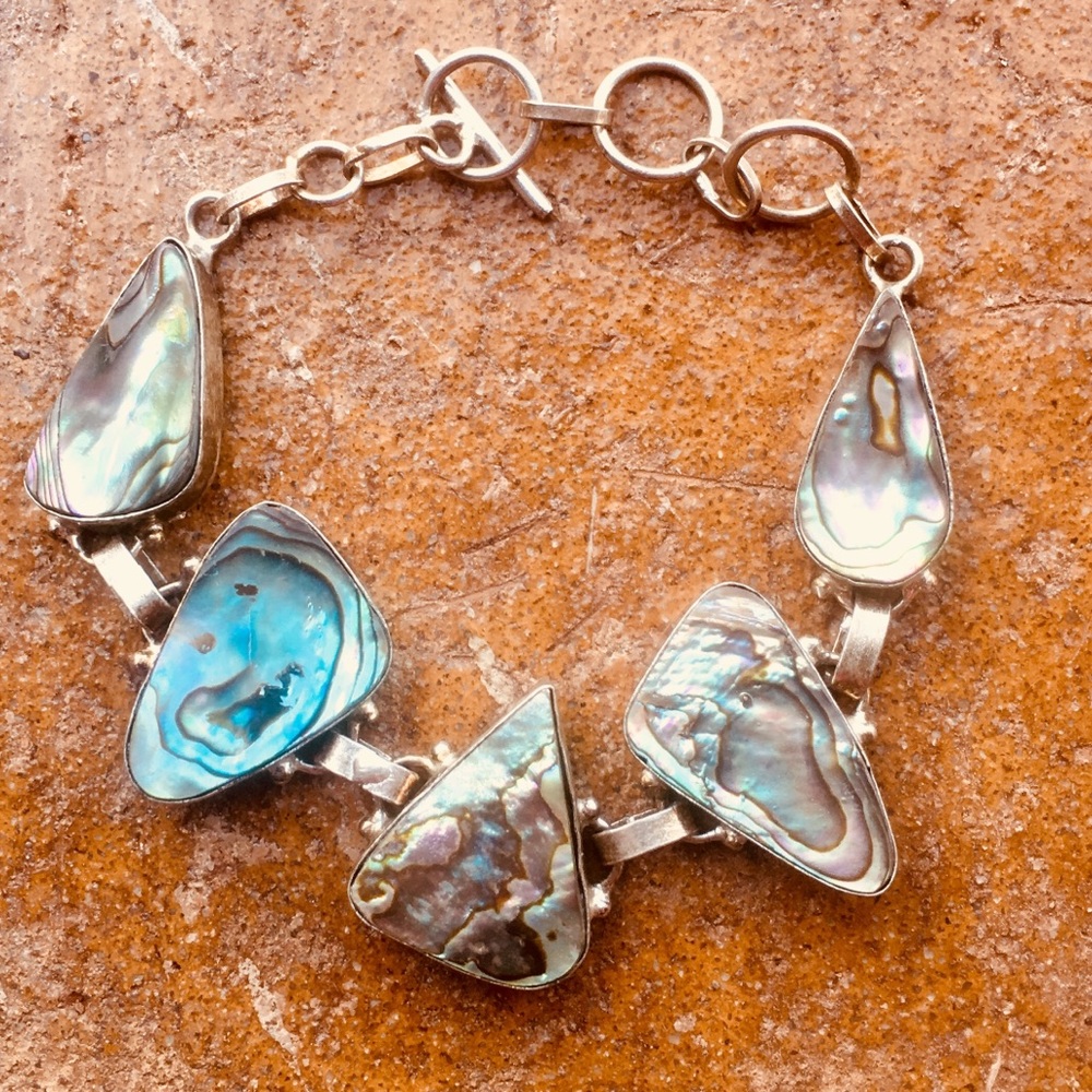 Sterling Silver Abalone Bracelet marked .925